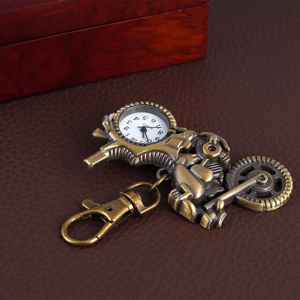 Quartz watch Small bronzed motorcycle shape pocket watch Small racing nostalgic pocket watch wall watch