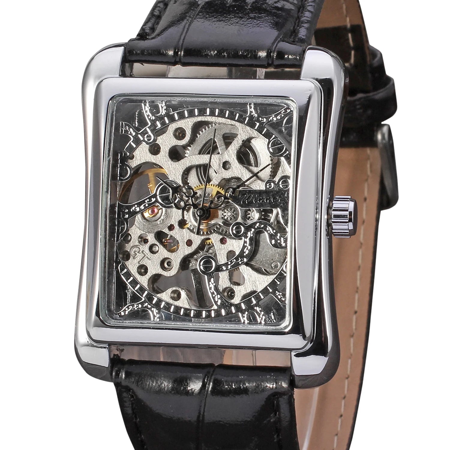 T-WINNER Watch Rectangular mechanical Watch Men's Watch Gold Belt Wrist Watch Hollow hand Mechanical watch