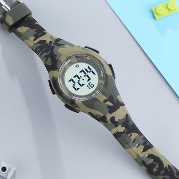 OHSEN Digital Kids Watches Boys Army Green Outdoor Sport Waterproof LED Wristwatch Alarm Stopwatch Electronic Children Watch