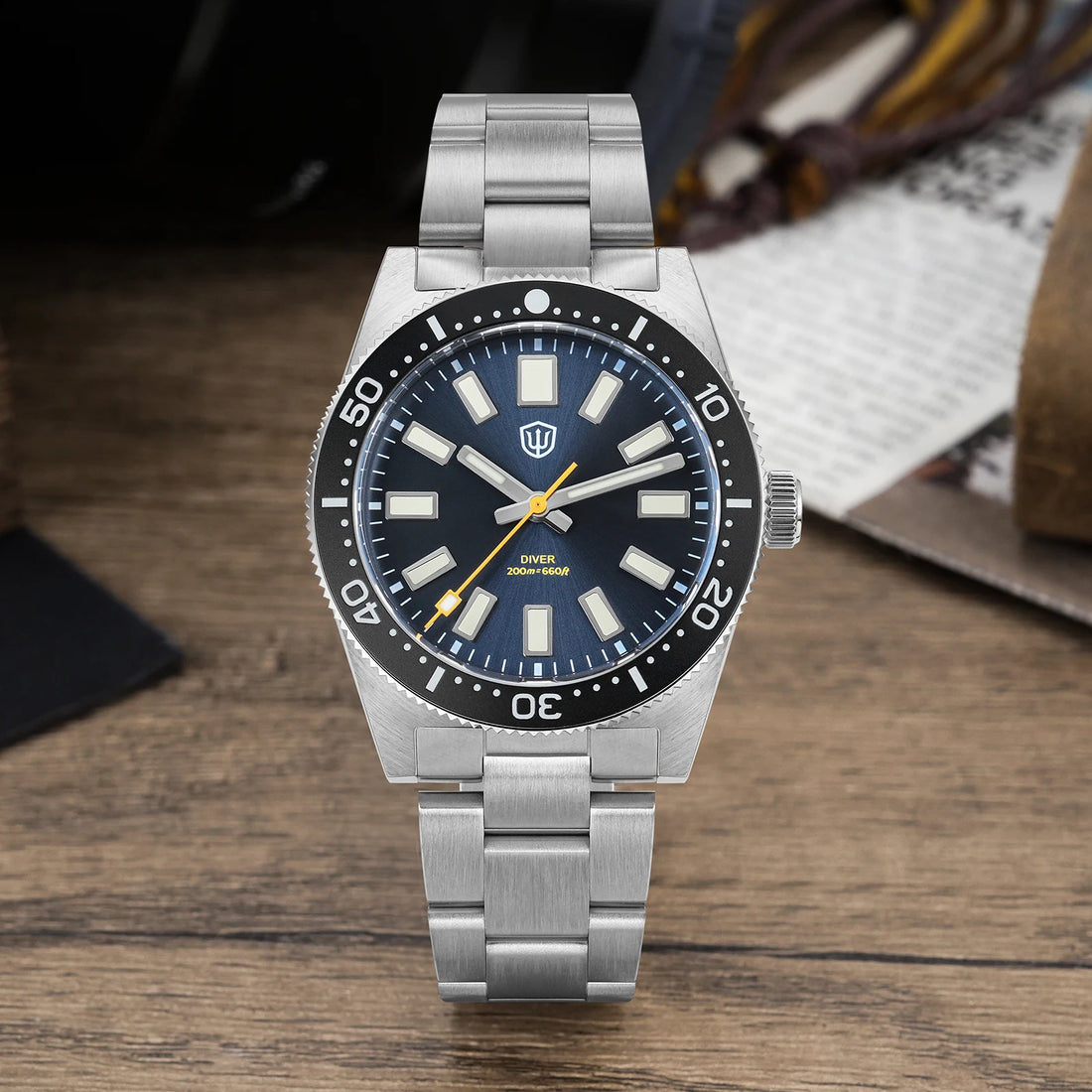 Watchdives WD1965 Watch VH31 Sweep Second Movement BGW9 Luminous Domed Sapphire Crystal 20Bar Waterproof 38mm Vintage Watches