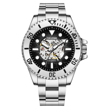 TEVISE New Automatic Mechanical Watch for Men Waterproof Stainless Steel Skeleton Luminous Watch Fashion Casual Wristwatch