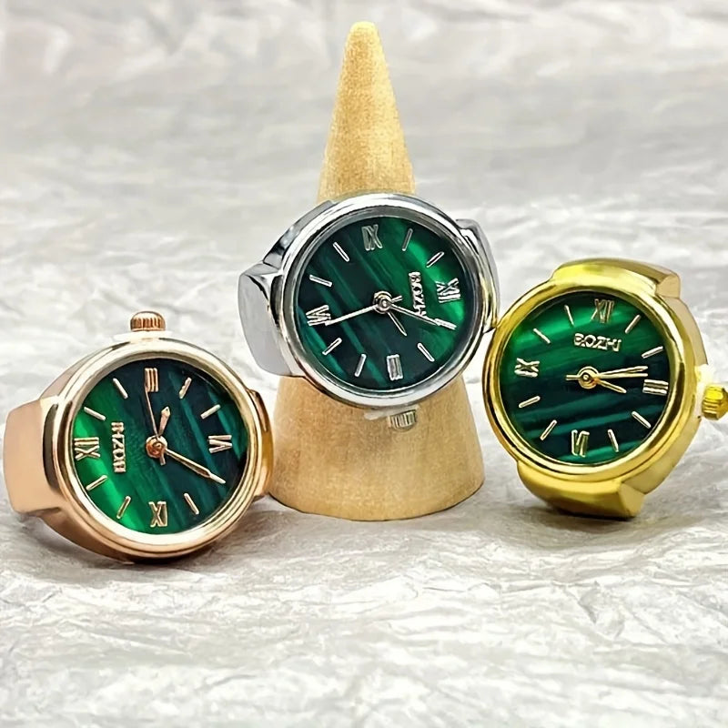 Finger Watch Mini Edition Small Green Watch Ring Watch Women's Retro Rose Gold Finger Watch Student Watch Ring Watch
