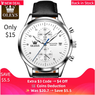 OLEVS Watches for Men Original Brand Quartz Luxury Business Men's Watch Waterproof Luminous Date Fashion Chronograph Wristwatch